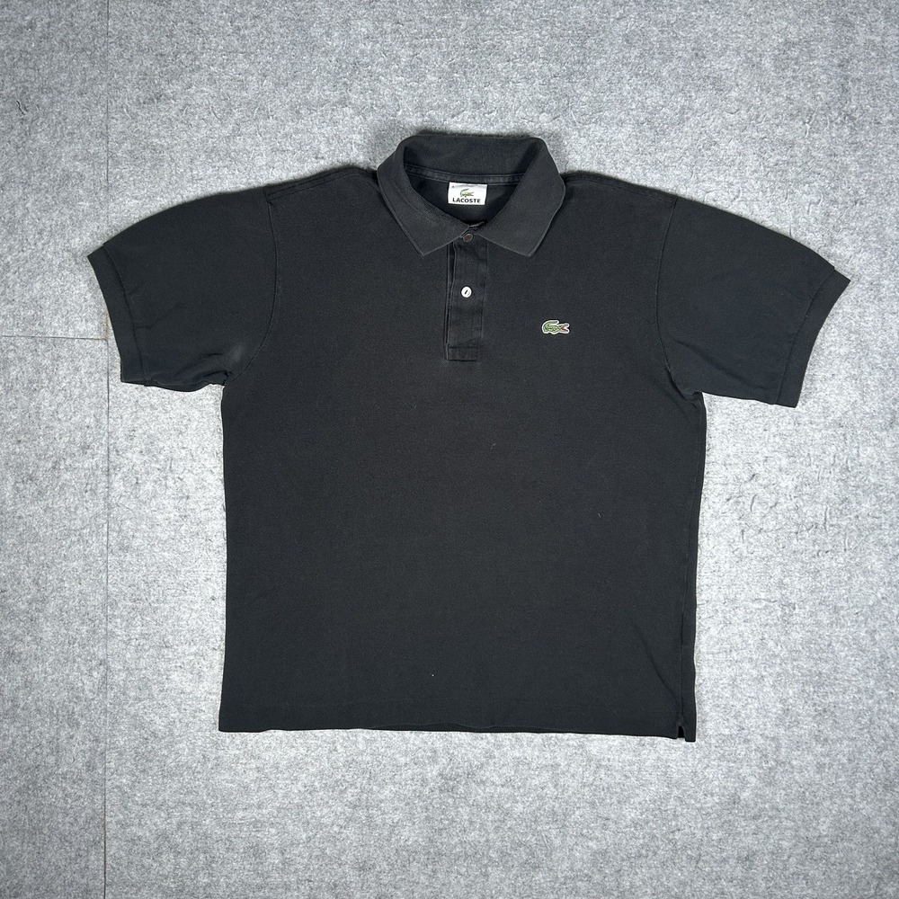 Vintage Lacoste L1212 Polo Shirt Mens Medium Black Y2K Pique Croc Faded Short